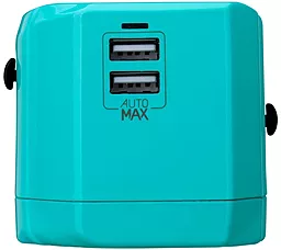 Мережевий зарядний пристрій Momax 1-World Travel Adapter AC port 2.5a 2xUSB-A (UK/EU/US/JP/CN/AU) blue (UA1B2) - мініатюра 4