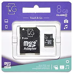 Карта памяти T&G microSDHC 8GB Class 4 + SD-адаптер (TG-8GBSDCL4-01)