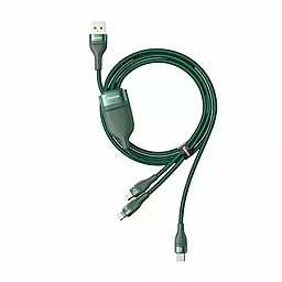 Кабель USB Baseus Flash 66w 5a 3-in-1 USB to Type-C/Lightning/micro USB Cable green (CA1T3-06) - миниатюра 3