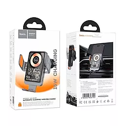 Автодержатель Hoco HW7 Transparent Discovery Edition wireless fast charging Black - миниатюра 6