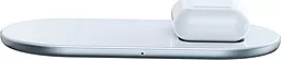 Беспроводное (индукционное) зарядное устройство быстрой QI зарядки Baseus Simple 2in1 Wireless Charger 18W Max For iPhone + AirPods White (WXJK-02) - миниатюра 5