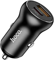 Автомобильное зарядное устройство Hoco NZ5 Smooth Road PD30W+QC3.0 + Type-C to Lightning Cable Black - миниатюра 2