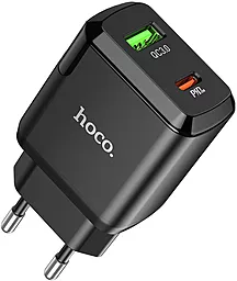 Сетевое зарядное устройство с быстрой зарядкой Hoco N5 Favor PD20W+QC3.0 USB-C+A Black - миниатюра 3