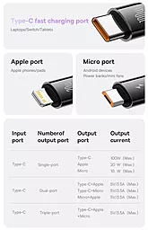 Кабель USB Baseus Bright Mirror 2 Series 100W 1.1M  3-in-1 USB-C to micro/Lightning/Type-C Cable Purple (CAMJ010205) - миниатюра 15