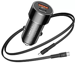 Автомобільний зарядний пристрій з швидкою зарядкою Baseus Type-C PD + USB QC3.0 2USB 36W + USB-C/Lightning Cable TZXLD-01