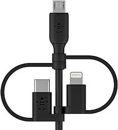 USB Кабель Belkin Boost Charge Universal 12w 2.4a 3-in-1 USB to micro/Lightning/Type-C cable black (CAC001bt1MBK)