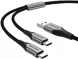 Кабель USB Vention 12w 2.4a 0.5m 2-in-1 USB to Type-C/Type-C cable grey (CQOHD) - миниатюра 3
