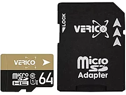 Карта памяти Verico microSDXC 64GB Class 10 UHS-1 U1 + SD-адаптер (1MCOV-MAX963-NN)