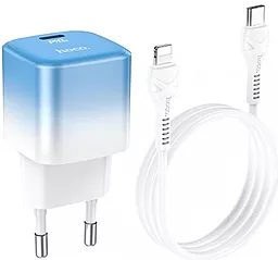 Мережевий зарядний пристрій Hoco C101A Single Port PD20W + USB Type-C - Lightning Cable Ice Blue