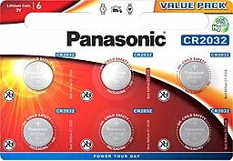 Батарейки Panasonic CR2032 (CR-2032EL/6B) 6 шт. 3 V