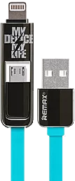Кабель USB Remax Transformer Kingkong 2-in-1 USB Lightning/micro USB Cable Blue