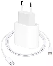 Сетевое зарядное устройство с быстрой зарядкой Apple 20W USB-C Power Adapter + USB-C to Lightning cable HQ Copy white - миниатюра 4