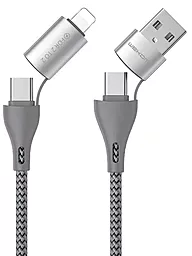 Кабель USB WK WDC-112 18w 3a 4-in-1 USB-A/Type-C - Type-C/Lightning cable silver (6941027619254)