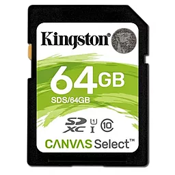 Карта памяти Kingston SDXC 64GB Canvas Select Class 10 UHS-I U1 (SDS/64GB)