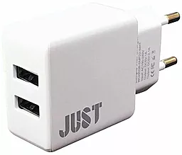 Сетевое зарядное устройство JUST Simple Dual USB Wall Charger (2.1A) + Lightning cable White (WCHRGR-SMP2LGHT-WHT) - миниатюра 2