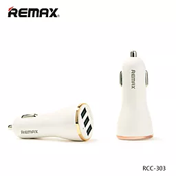 Автомобильное зарядное устройство Remax 3USB Car Charger White / Gold (RCC303) - миниатюра 3