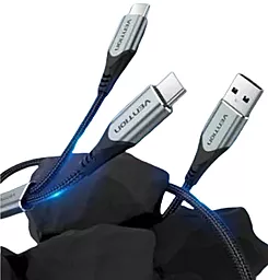 Кабель USB Vention 12w 2.4a 0.5m 2-in-1 USB to Type-C/Type-C cable grey (CQOHD) - миниатюра 5