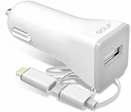 Автомобільний зарядний пристрій GOLF GF-C3 2.1A 2in1 Lightning / Micro USB White - мініатюра 3