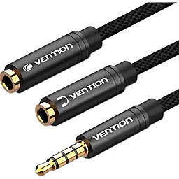 Аудио разветвитель Vention mini Jack 3.5mm M/2xF 0.3 м cable black (BBMBY) - миниатюра 2