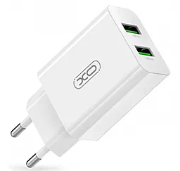 Сетевое зарядное устройство XO L119 18w QC 2xUSB-A ports fast charger white