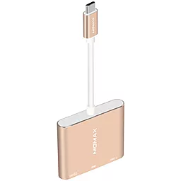 Мультипортовый USB Type-C хаб Momax Elite USB-C -> HDMI/USB 3.0/Type-C Gold (DHC4L) - миниатюра 2