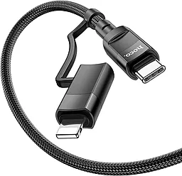 Кабель USB PD Hoco U106 100w 5a 2-in-1 USB Type-C to Lightning/Type-C cable black - миниатюра 3