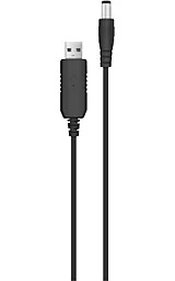 Кабель USB ACCLAB USB-A - DC 5.5х2.1mm с преобразователем 5V->12V 1A Black (1283126565120)