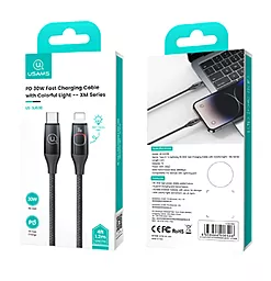 Кабель USB PD Usams SJ638 Colorful Light XM Series 30w 3a 1.2m USB Type-C- Lightning cable black - миниатюра 3