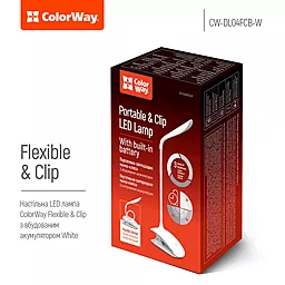 Настольная LED лампа ColorWay Flexible & Clip (CW-DL04FCB-W) - миниатюра 9