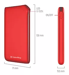 Повербанк ColorWay Soft Touch 10000mAh 18W Red (CW-PB100LPE3RD-PD) - миниатюра 6