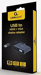 Видео переходник (адаптер) Cablexpert USB-A - HDMI/VGA v1.4 4k 30hz 0.15m gray (A-USB3-HDMIVGA-01) - миниатюра 3