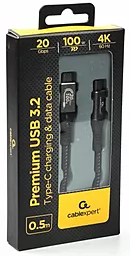 Кабель USB 3.2 Gen2x2 HD/PD Cablexpert 20gbps 4k 60hz 100w 5a 0.5m USB Type-C - Type-C cable black (CCBP-USB3-CMCM100-0.5M) - миниатюра 2