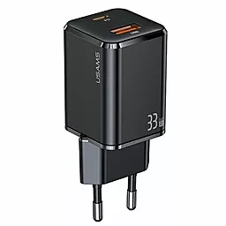 Мережевий зарядний пристрій Usams T43 GaN Mini USB-A/USB-C PD&QC3 33W 3A Black