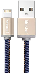 Кабель USB PlusUs LifeStar Lightning 0,25m Denim Blues (LST2002025)