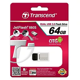 Флешка Transcend 64GB JetFlash OTG 880 Metal Silver USB 3.0 (TS64GJF880S) - миниатюра 5