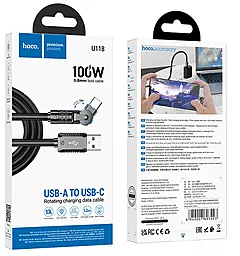 Кабель USB Hoco U118 Triumph 100w 5a 1.2m USB Type-C cable black - миниатюра 6