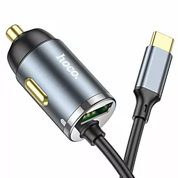 Автомобильное зарядное устройство Hoco NZ7 20W PD+QC3.0 USB Port + PD-USB-C Cable Metal Grey - миниатюра 4