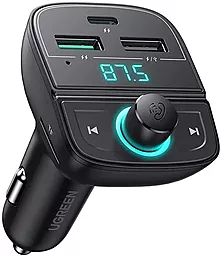 Автомобильное зарядное устройство с FM-модулятором Ugreen Car Charger Bluetooth D229 38W PD/QC 2xUSB-A-1xC Black (80910) - миниатюра 2