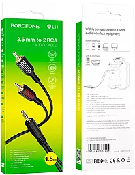 Аудио кабель Borofone BL11 mini Jack 3.5mm - 2xRCA M/M Cable 1.5 м black - миниатюра 8