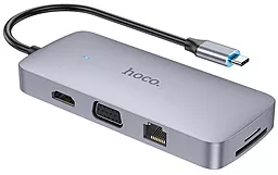 USB Type-C хаб Hoco HB33 Easy 10-in-1 Hub gray - миниатюра 3