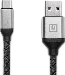 USB Кабель REAL-EL Premium Leather 15W 3A USB Type-C Cable Black (EL123500049)