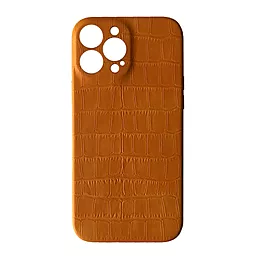 Чехол Apple Leather Case Full Camera Crocodile for iPhone 13 Light brown