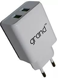 Сетевое зарядное устройство Grand D10A-3 10.5W 2.1A 2xUSB-A + USB - Lightning Cable White - миниатюра 4