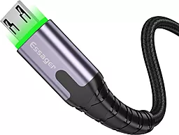 Кабель USB Essager LED Light 12w 2.4A 2m micro USB cable black (EXCM-XGA0G) - миниатюра 2