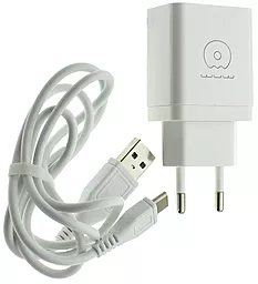 Сетевое зарядное устройство WUW T28 12W 2.1A USB-A with + USB-C Cable White - миниатюра 2