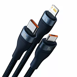 Кабель USB Baseus Flash II 100w 5a 3-in-1 USB to Type-C/Lightning Cable/micro USB cable Blue (CASS030003) - миниатюра 2