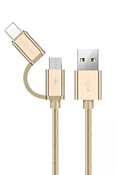 Кабель USB Jellico GS-15 2-in-1 USB Lightning/micro USB Cable Gold