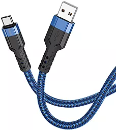 Кабель USB Hoco U110 2.4A 1.2M USB Type-C Cable Blue - миниатюра 2