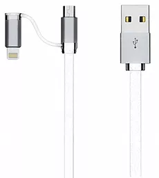 Кабель USB LDNio 2-in-1 USB Lightning/micro USB Cable White (LC84)