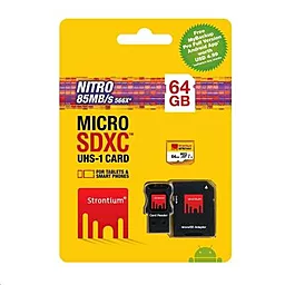 Карта пам'яті Strontium microSDXC 64GB Nitro 566X Class 10 USH-I U1 + SD-адаптер (SRN64GTFU1C) - мініатюра 2